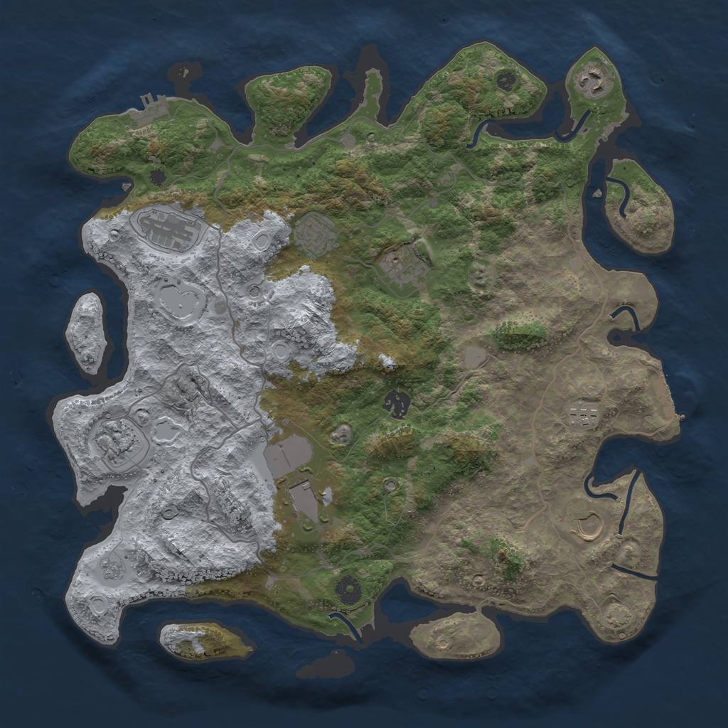 Rust Map: Procedural Map, Size: 4000, Seed: 1593909710, 17 Monuments
