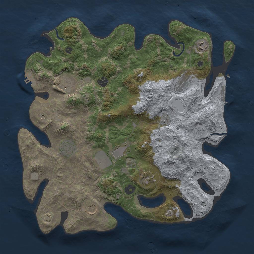 Rust Map: Procedural Map, Size: 3750, Seed: 53533907, 17 Monuments