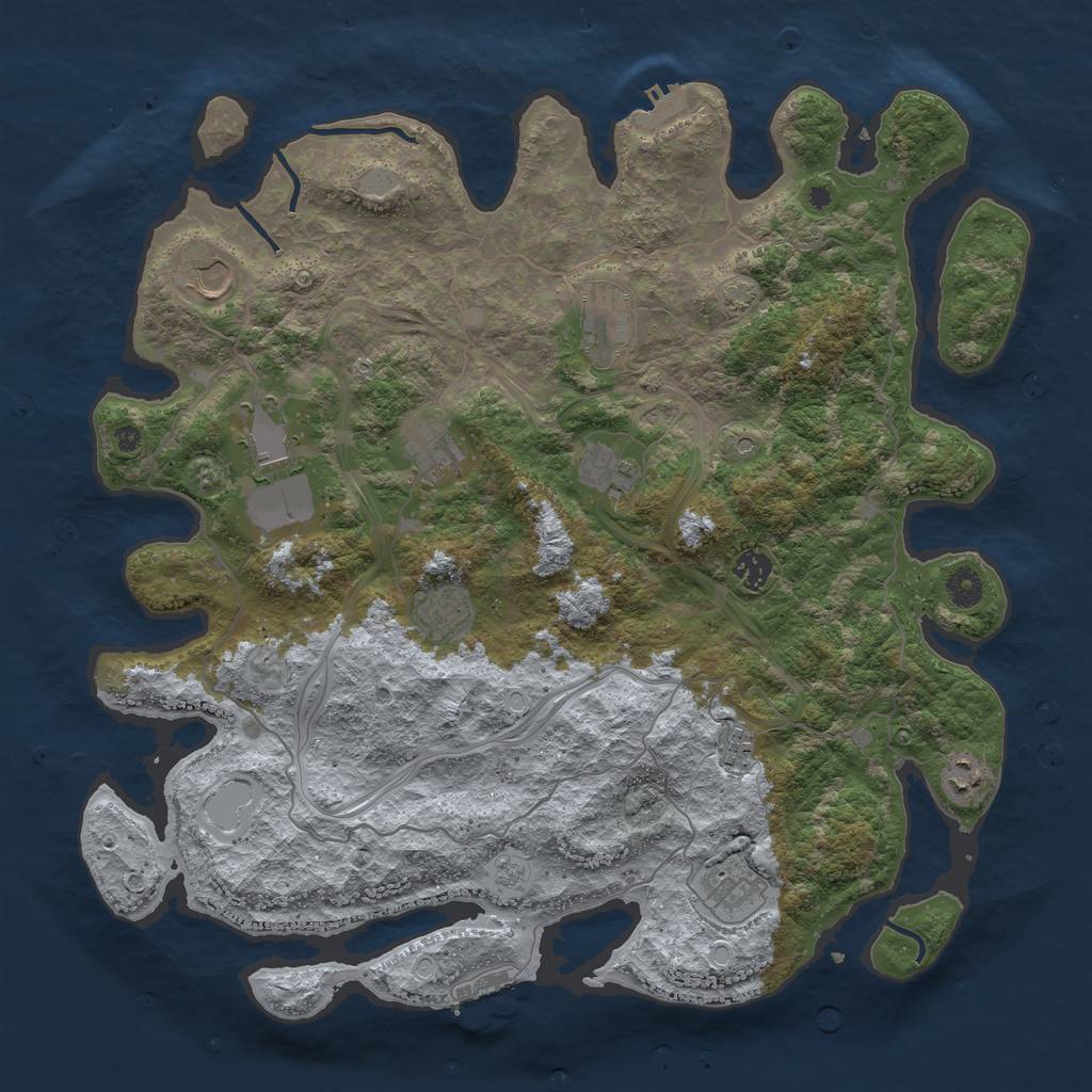 Rust Map: Procedural Map, Size: 4300, Seed: 43813648, 18 Monuments