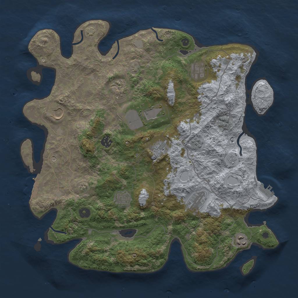 Rust Map: Procedural Map, Size: 4000, Seed: 4776558, 18 Monuments
