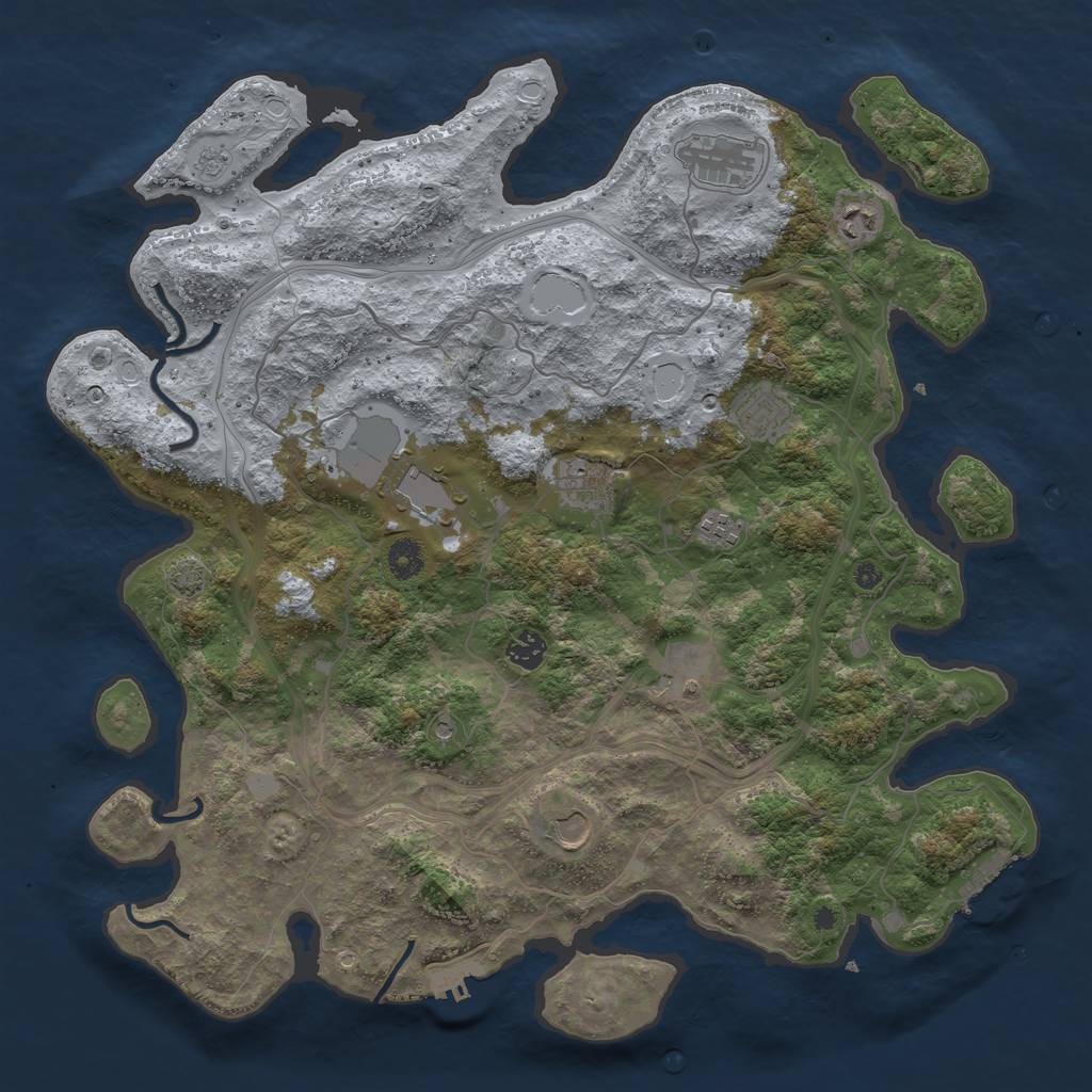 Rust Map: Procedural Map, Size: 4250, Seed: 613344827, 17 Monuments