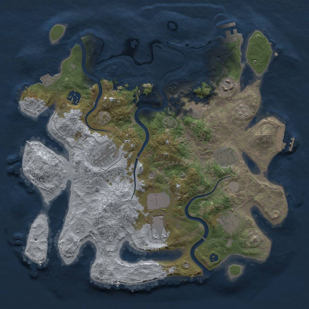 Rust Map: Procedural Map, Size: 3500, Seed: 11841698, 14 Monuments