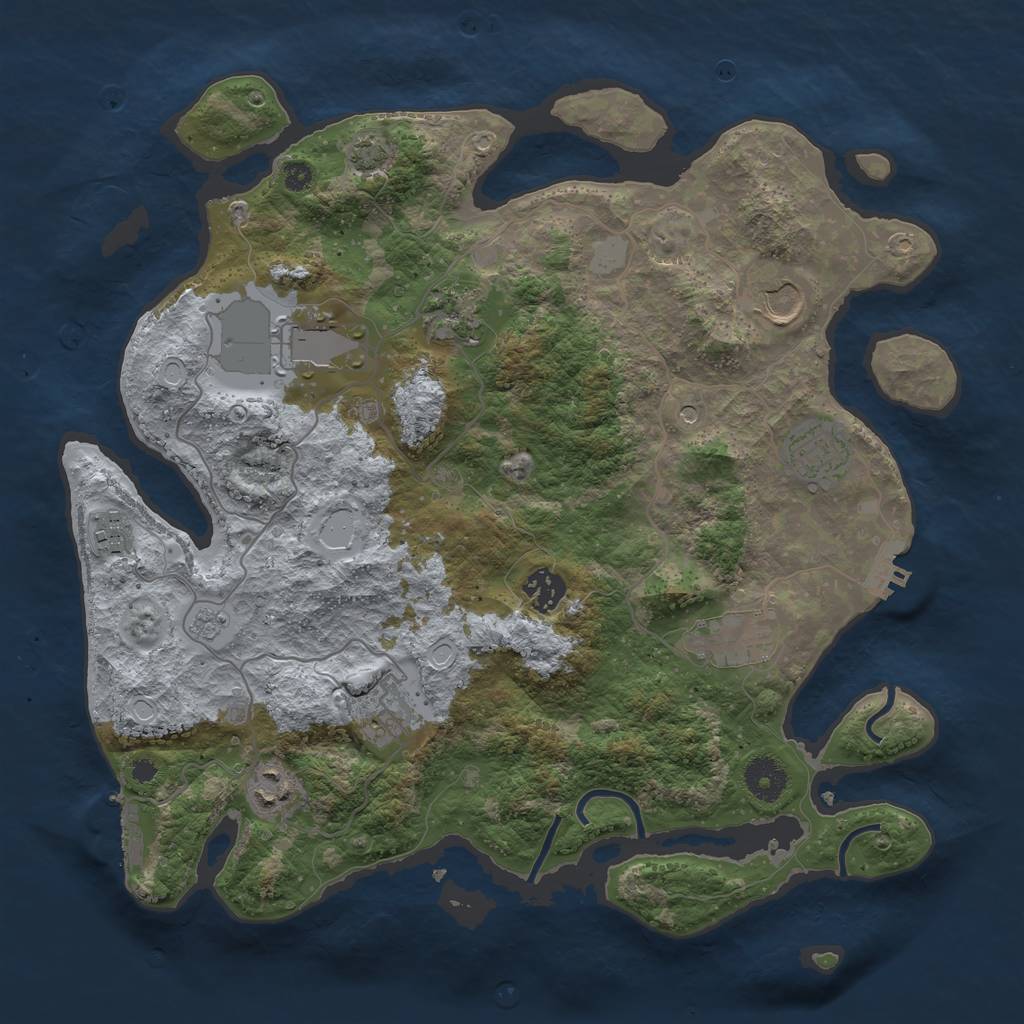 Rust Map: Procedural Map, Size: 3650, Seed: 66981402, 17 Monuments