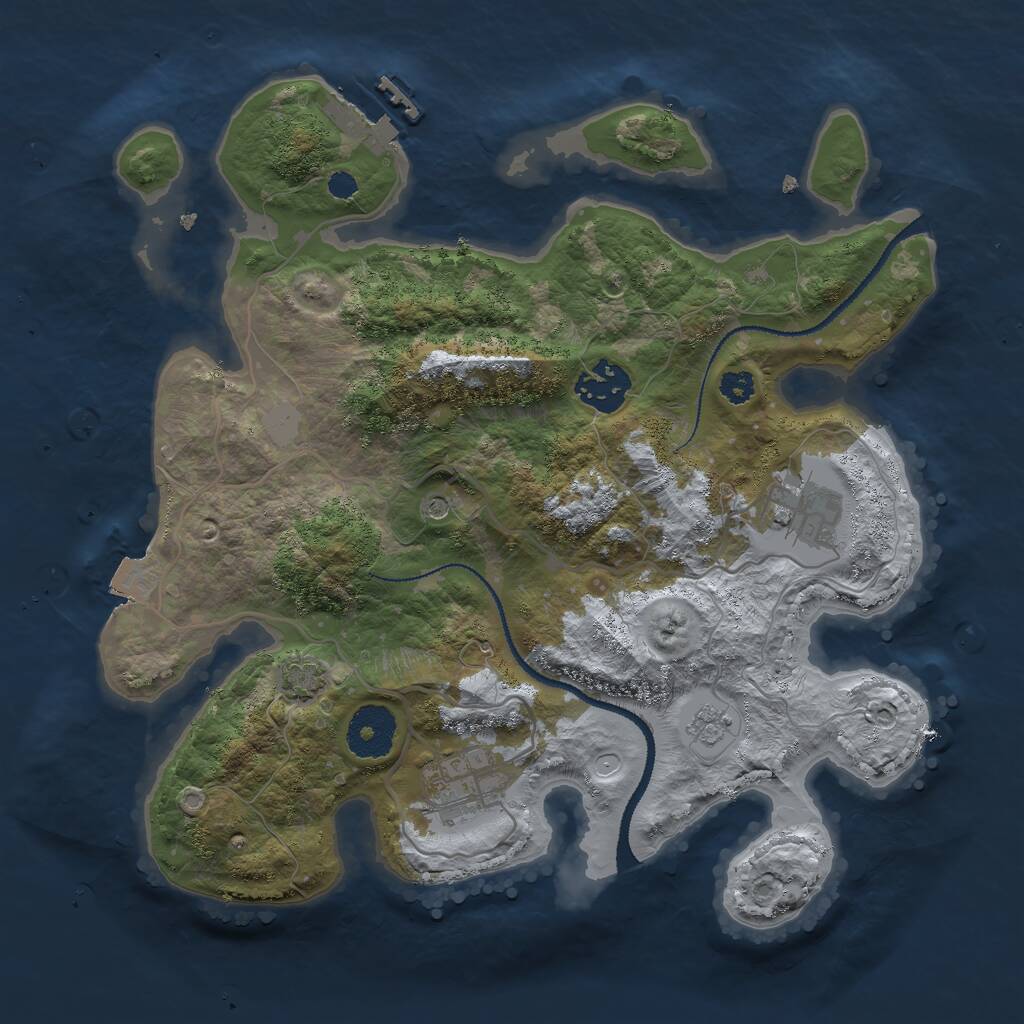 Rust Map: Procedural Map, Size: 3000, Seed: 1845329, 8 Monuments
