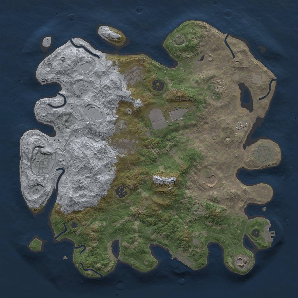 Rust Map: Procedural Map, Size: 3750, Seed: 30573076, 18 Monuments
