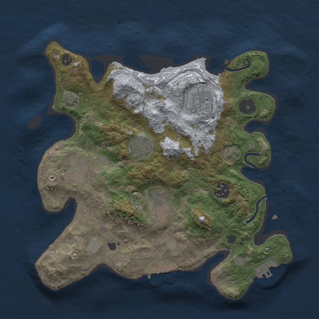 Rust Map: Procedural Map, Size: 3000, Seed: 1121765396, 12 Monuments