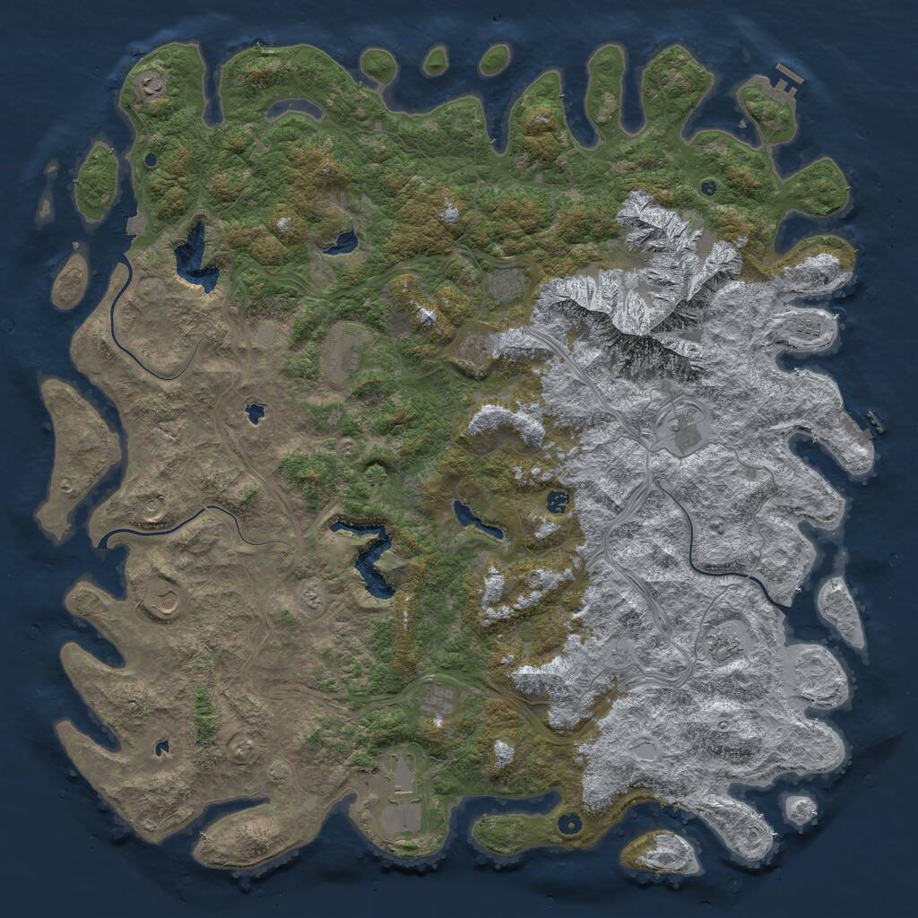 Rust Map: Procedural Map, Size: 6000, Seed: 38435674, 17 Monuments