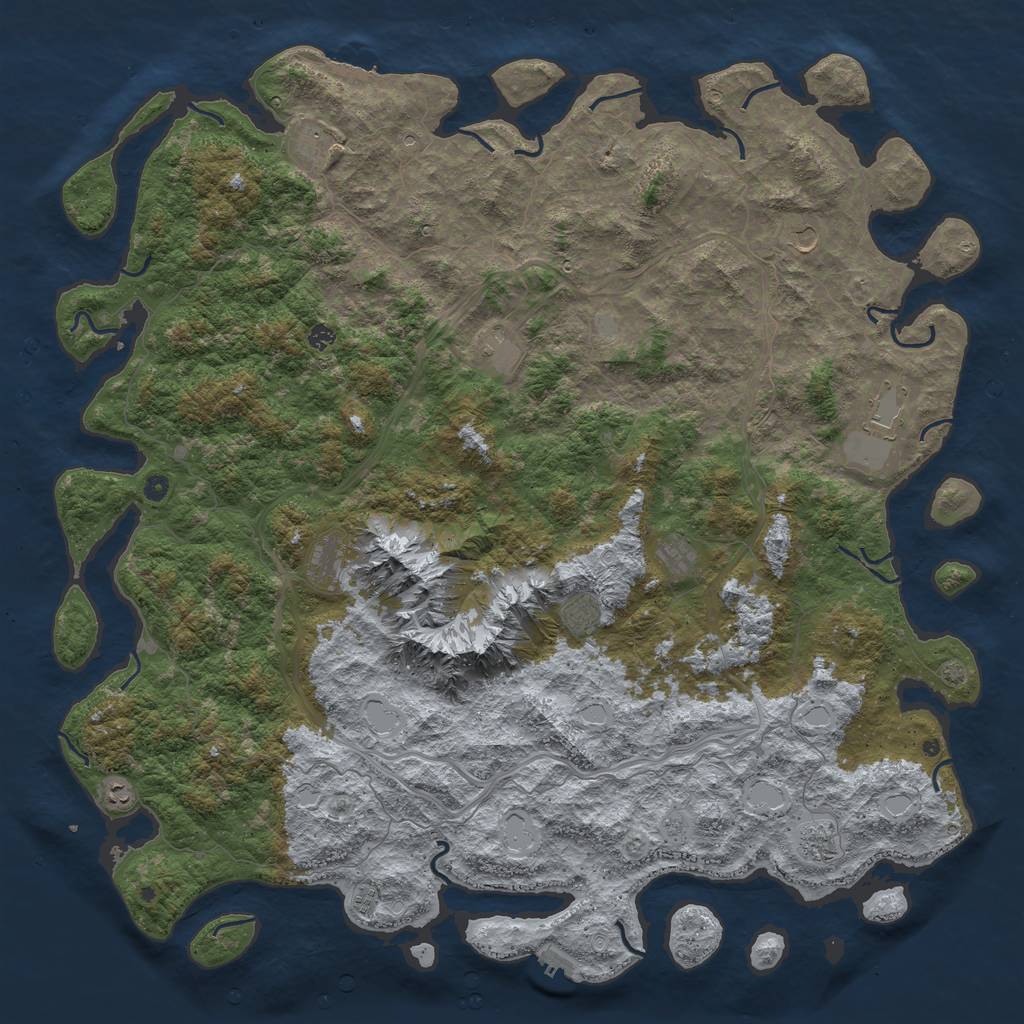 Rust Map: Procedural Map, Size: 6000, Seed: 25500, 19 Monuments