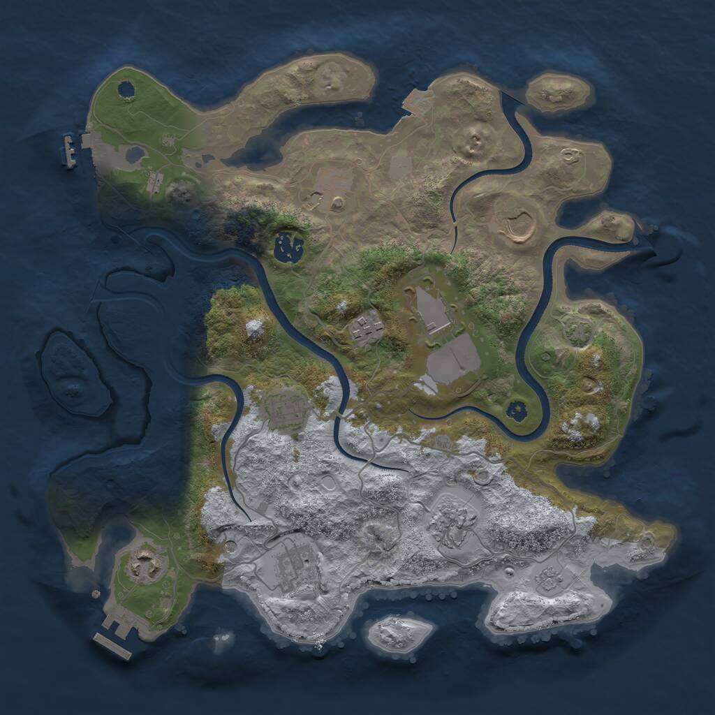 Rust Map: Procedural Map, Size: 3500, Seed: 1094408200, 15 Monuments