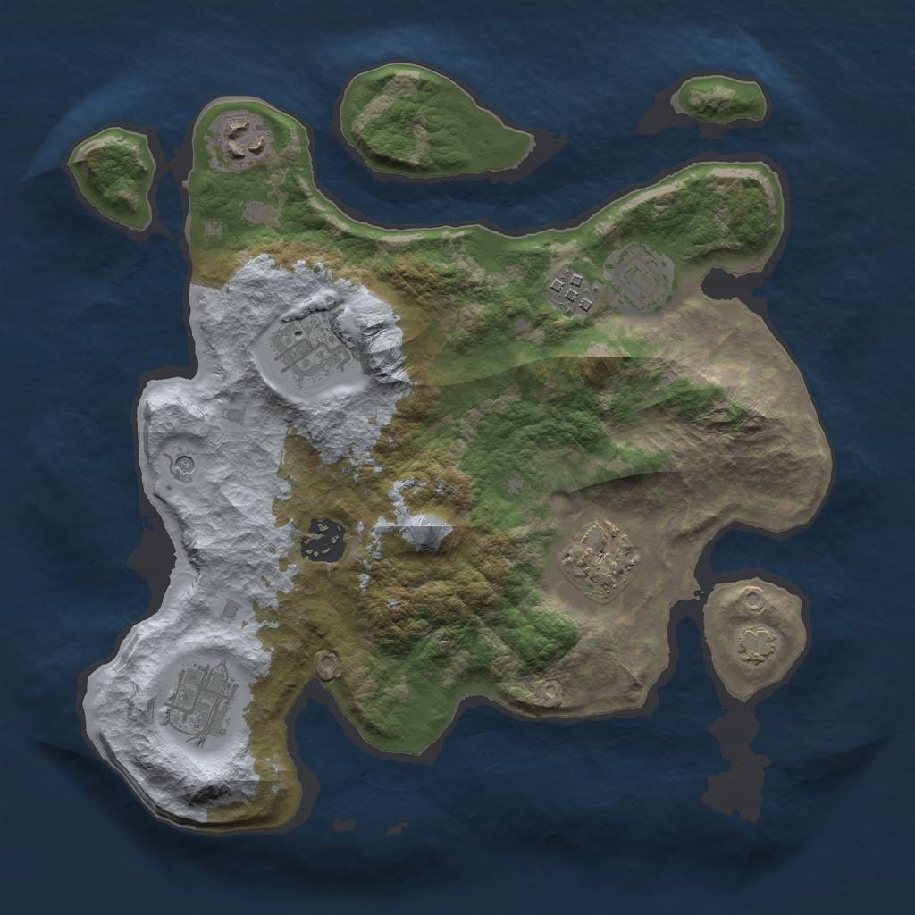 Rust Map: Barren, Size: 3000, Seed: 1000, 11 Monuments