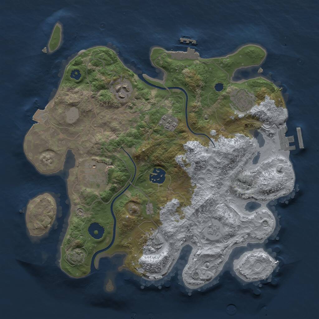 Rust Map: Procedural Map, Size: 3000, Seed: 32441, 11 Monuments