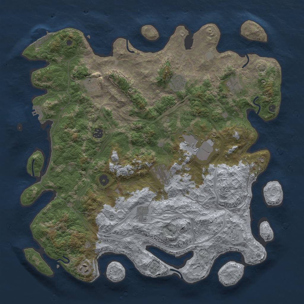 Rust Map: Procedural Map, Size: 4400, Seed: 86939031, 17 Monuments