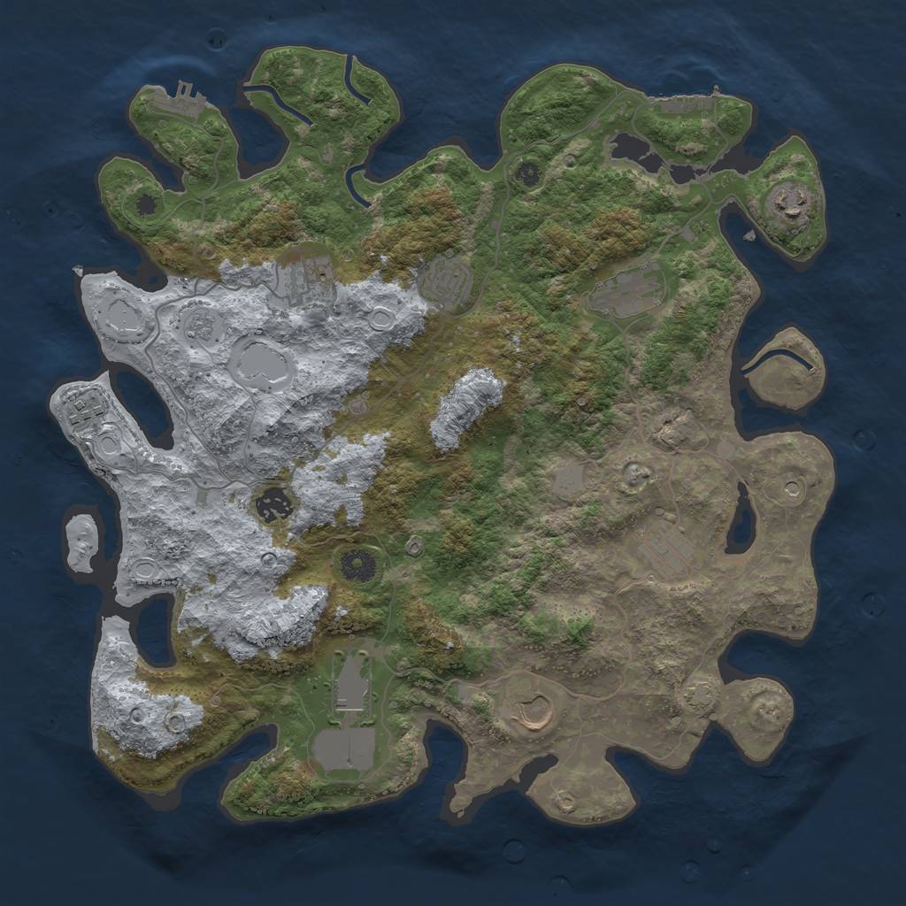 Rust Map: Procedural Map, Size: 3900, Seed: 44660166, 17 Monuments