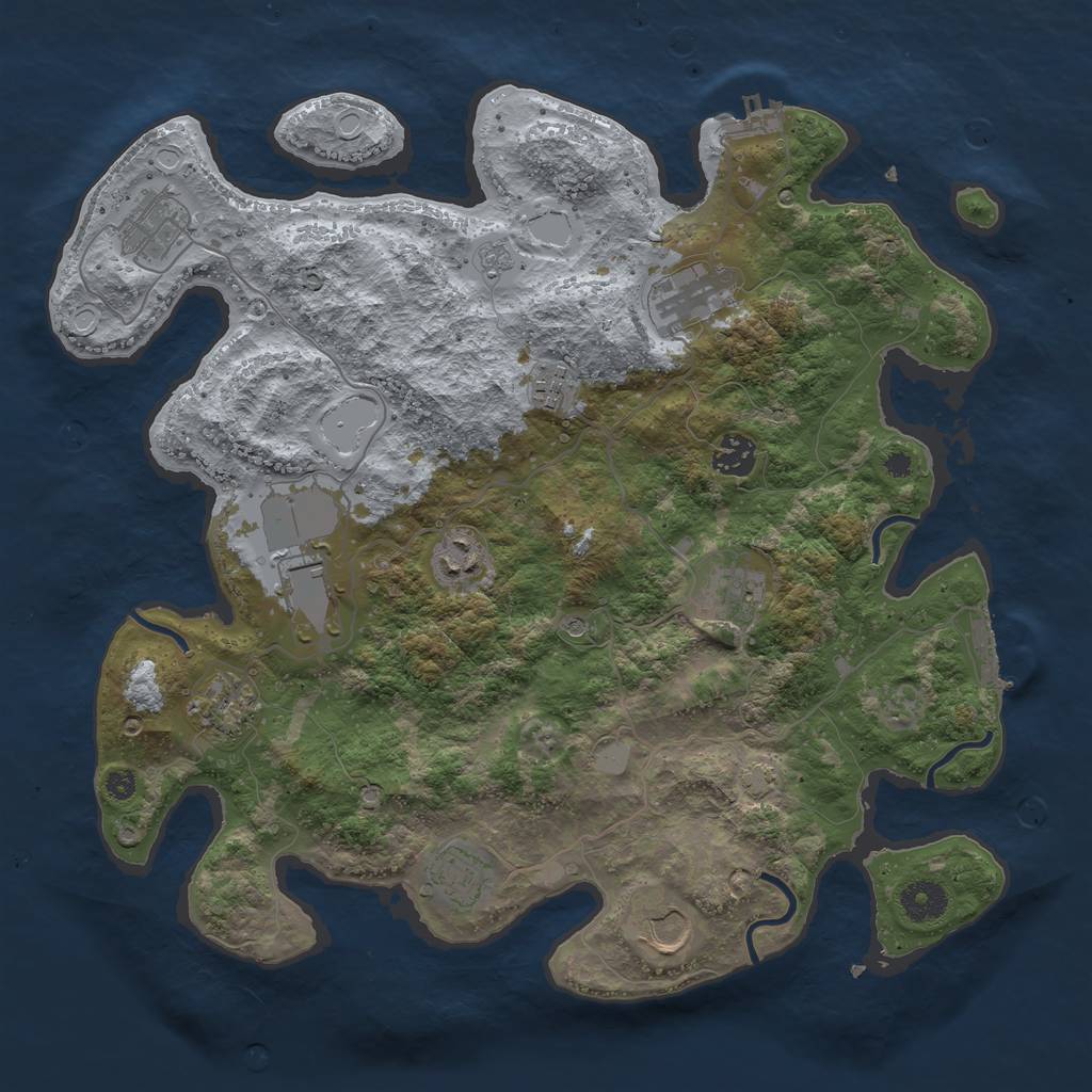 Rust Map: Procedural Map, Size: 3750, Seed: 71167350, 18 Monuments