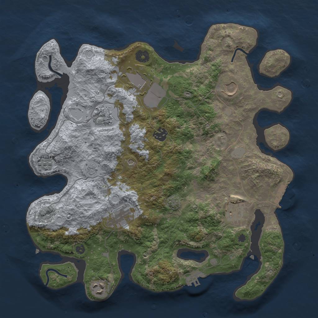 Rust Map: Procedural Map, Size: 3500, Seed: 496854026, 16 Monuments