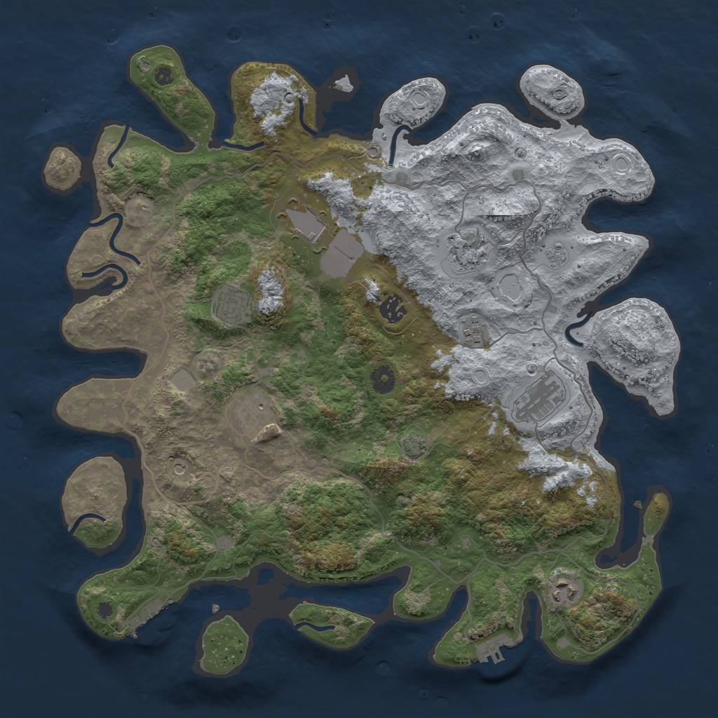 Rust Map: Procedural Map, Size: 4050, Seed: 1940166009, 16 Monuments