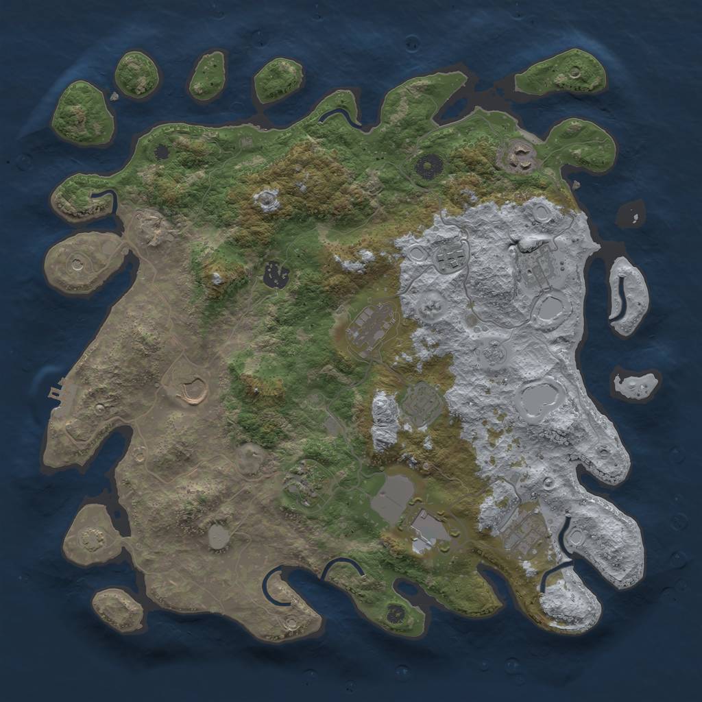 Rust Map: Procedural Map, Size: 3950, Seed: 95379747, 17 Monuments
