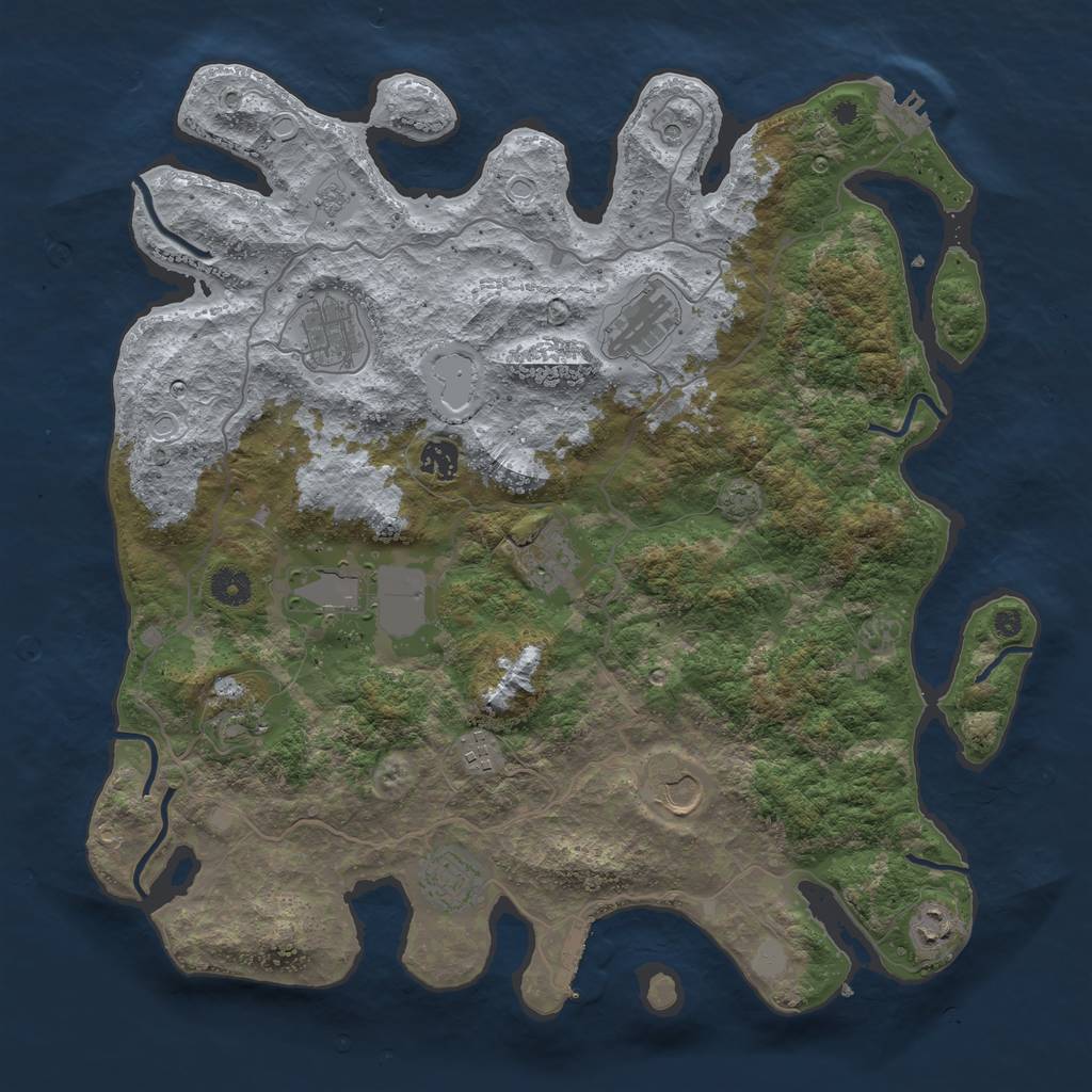 Rust Map: Procedural Map, Size: 4100, Seed: 48917015, 18 Monuments