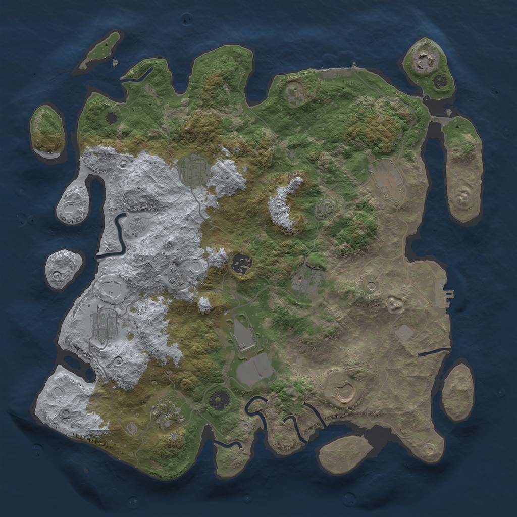 Rust Map: Procedural Map, Size: 3850, Seed: 27466959, 18 Monuments