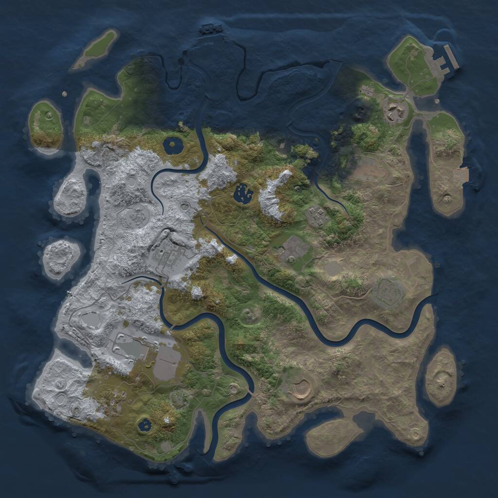 Rust Map: Procedural Map, Size: 3850, Seed: 27466959, 16 Monuments