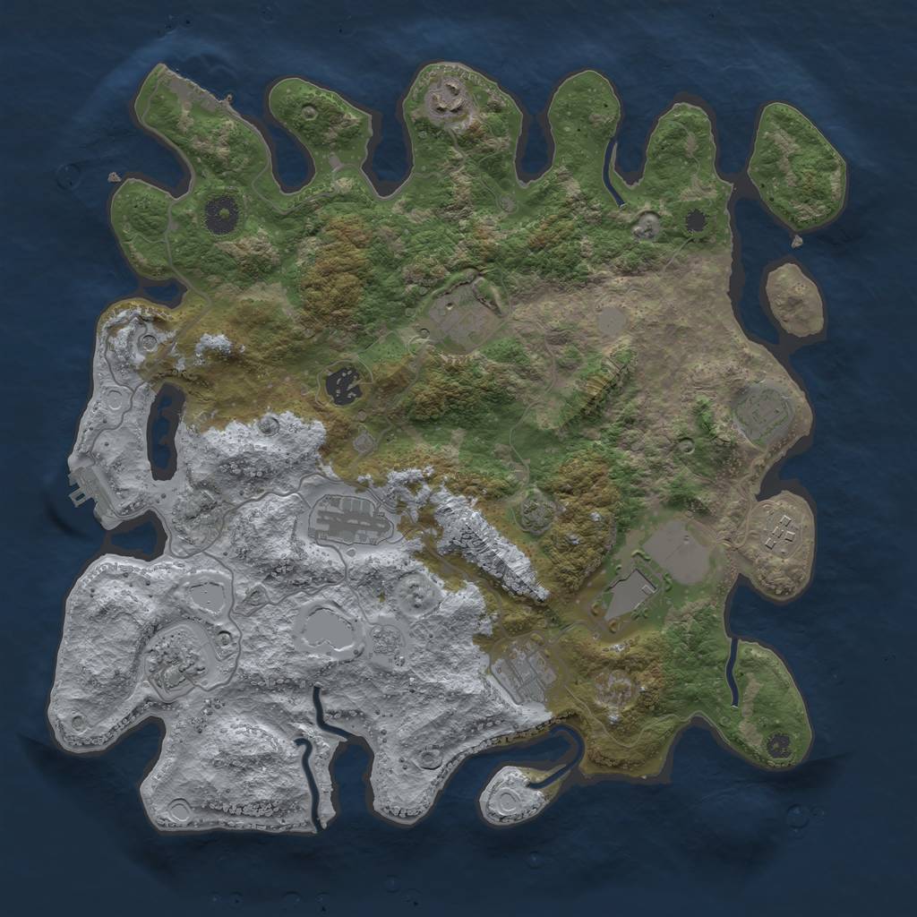Rust Map: Procedural Map, Size: 3750, Seed: 9557540, 17 Monuments