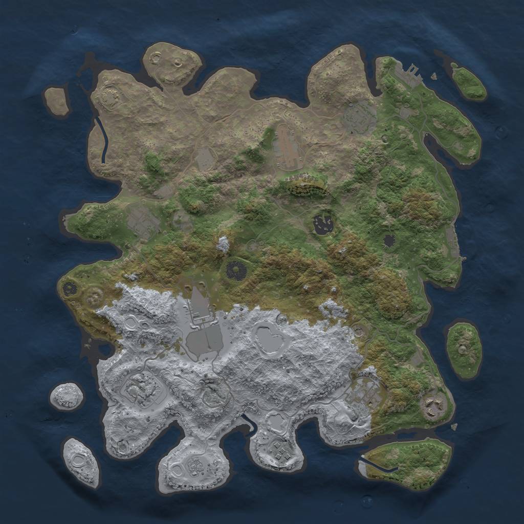 Rust Map: Procedural Map, Size: 3800, Seed: 78103790, 17 Monuments