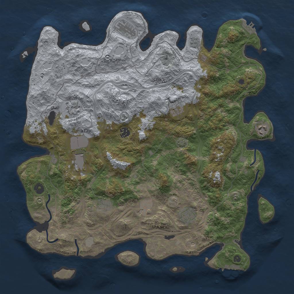 Rust Map: Procedural Map, Size: 4250, Seed: 916238454, 18 Monuments