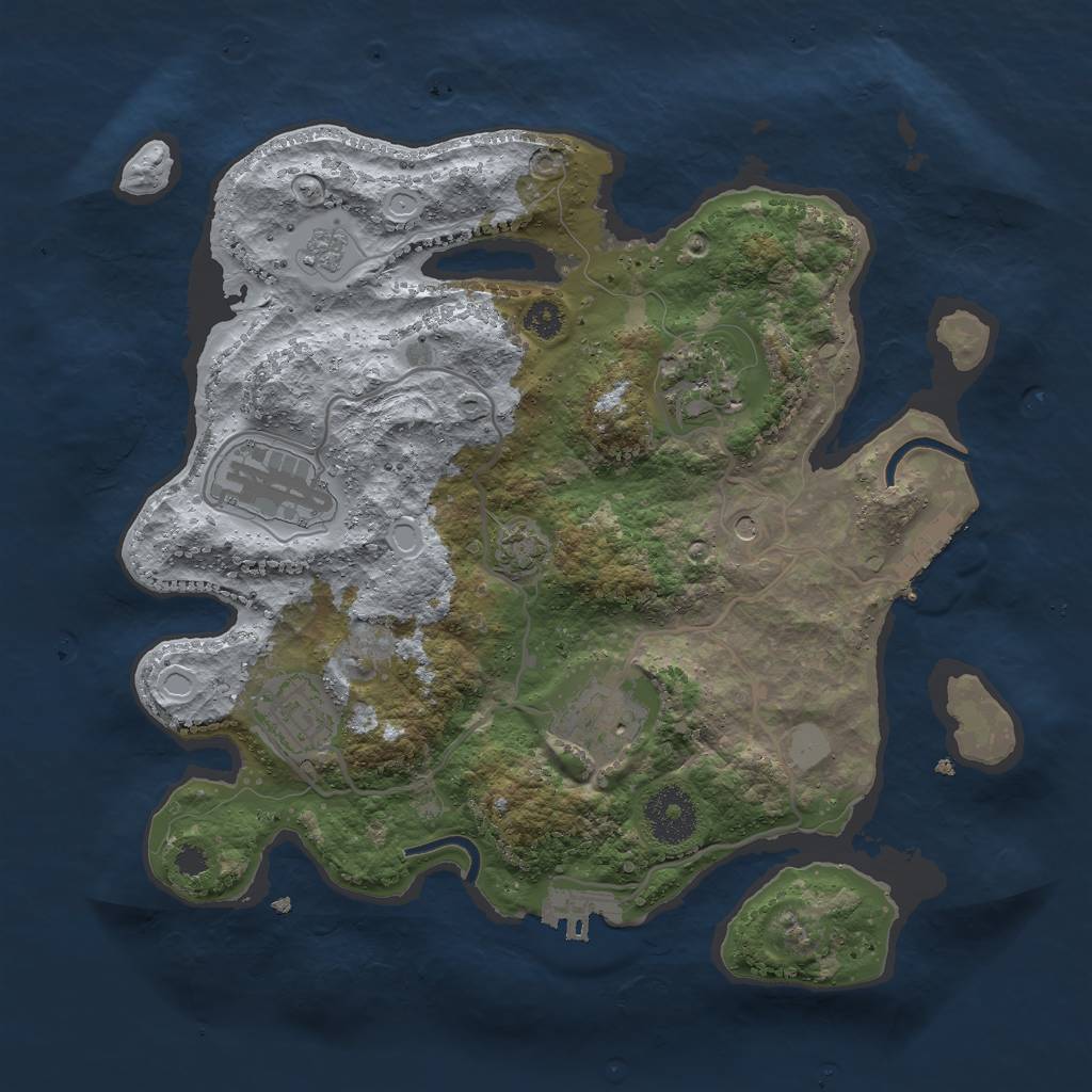 Rust Map: Procedural Map, Size: 3000, Seed: 82615, 12 Monuments