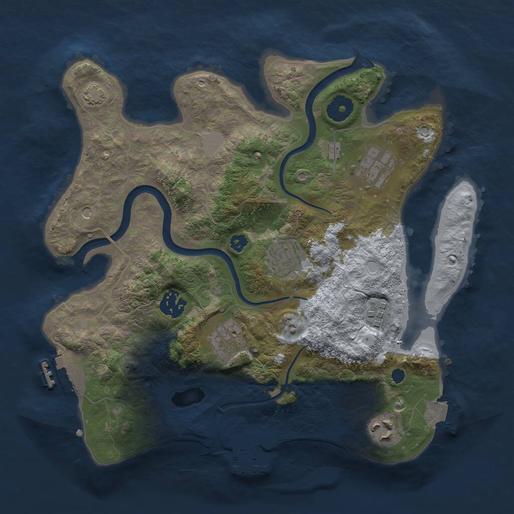 Rust Map: Procedural Map, Size: 3000, Seed: 61883, 11 Monuments