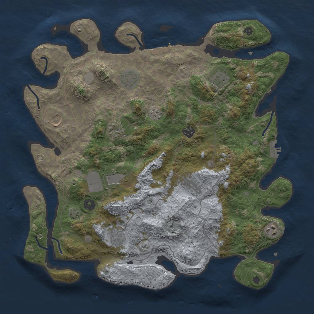 Rust Map: Procedural Map, Size: 4000, Seed: 1579514750, 18 Monuments