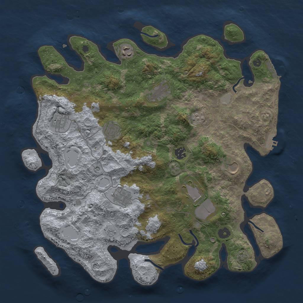 Rust Map: Procedural Map, Size: 3900, Seed: 37659853, 17 Monuments