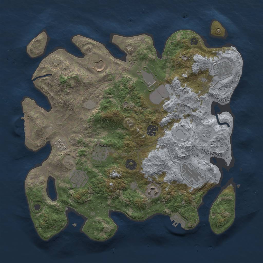 Rust Map: Procedural Map, Size: 3500, Seed: 124800042, 17 Monuments