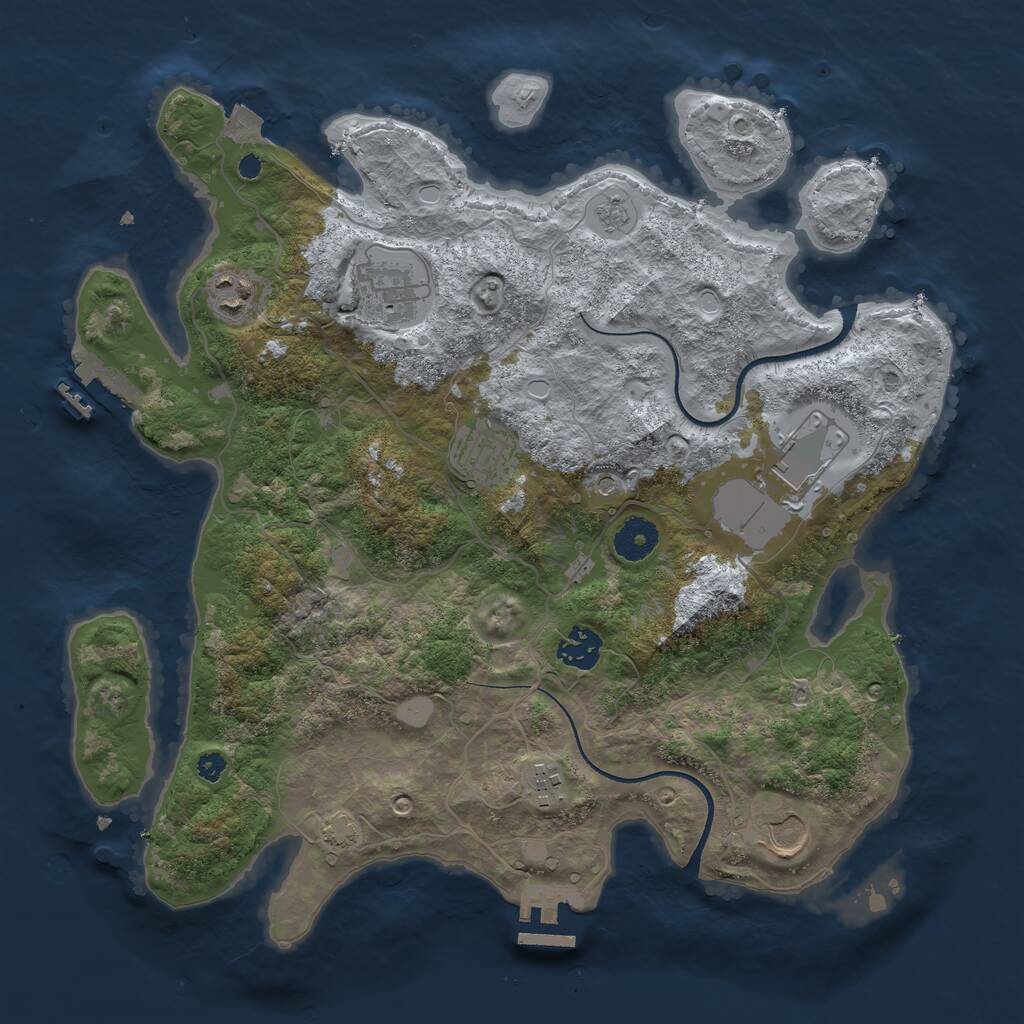 Rust Map: Procedural Map, Size: 3600, Seed: 35618566, 13 Monuments