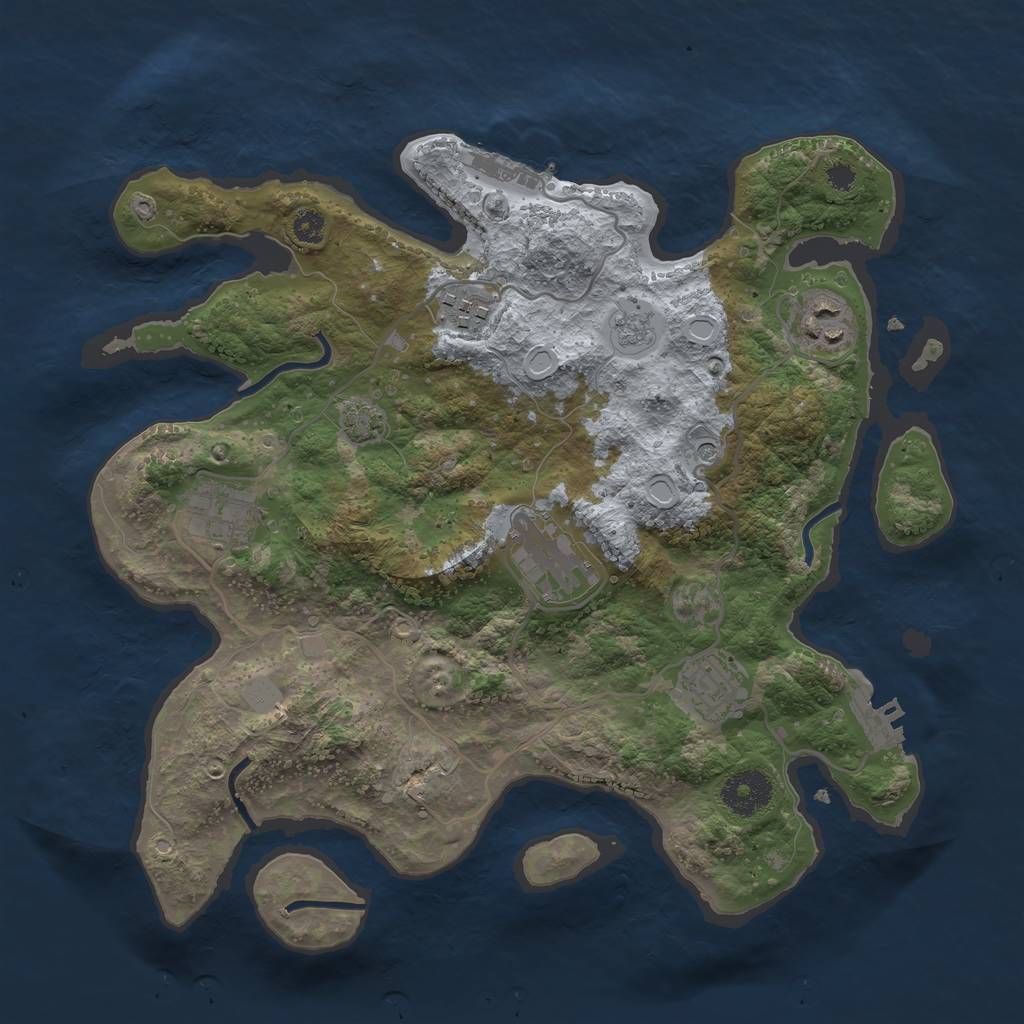 Rust Map: Procedural Map, Size: 3250, Seed: 1993301930, 13 Monuments