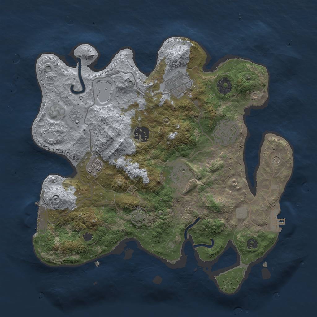 Rust Map: Procedural Map, Size: 3000, Seed: 65134, 13 Monuments