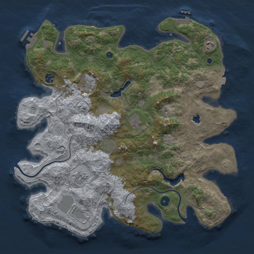 Rust Map: Procedural Map, Size: 4000, Seed: 928923269, 14 Monuments