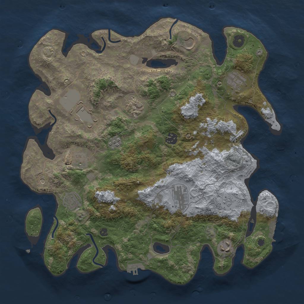 Rust Map: Procedural Map, Size: 3750, Seed: 17157284, 18 Monuments