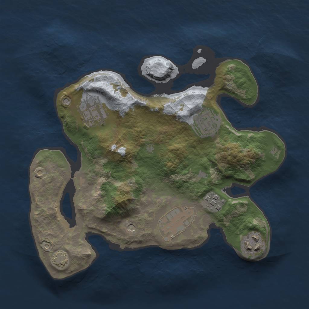 Rust Map: Barren, Size: 2500, Seed: 345345, 9 Monuments