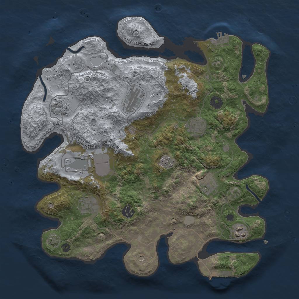 Rust Map: Procedural Map, Size: 3500, Seed: 697687, 17 Monuments