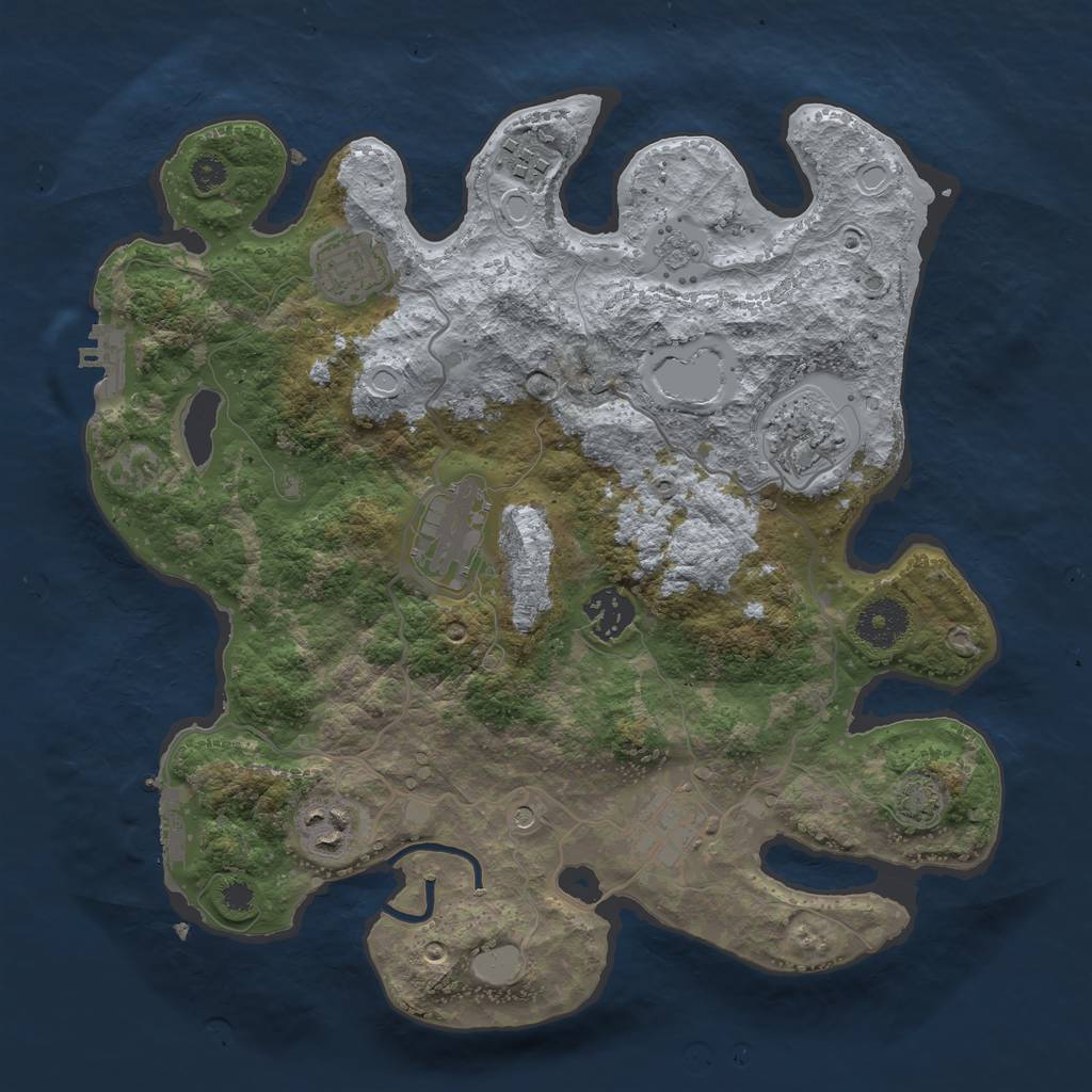 Rust Map: Procedural Map, Size: 3300, Seed: 2038607833, 15 Monuments