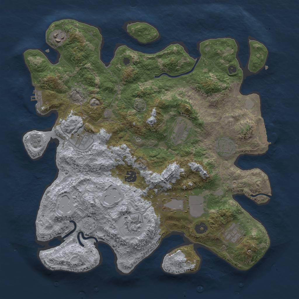 Rust Map: Procedural Map, Size: 3700, Seed: 6666, 17 Monuments