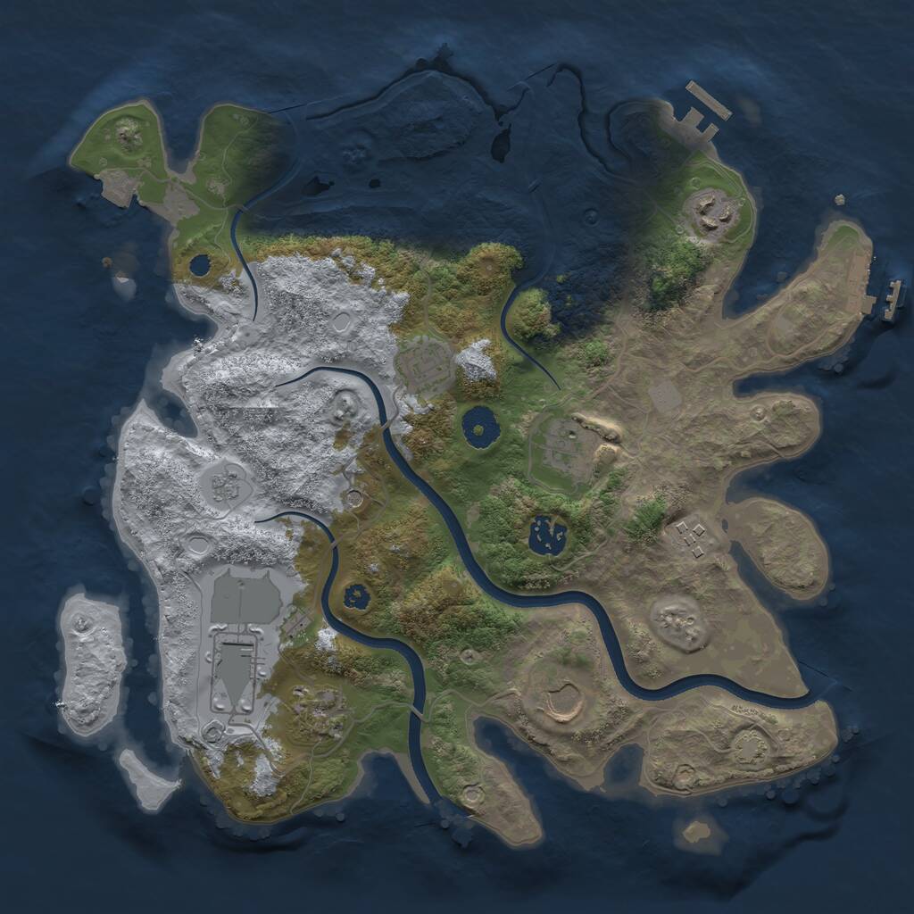 Rust Map: Procedural Map, Size: 3500, Seed: 994257287, 14 Monuments