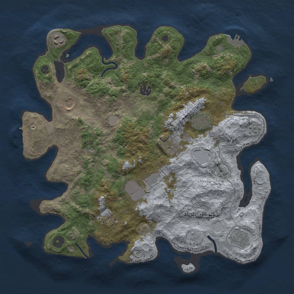 Rust Map: Procedural Map, Size: 3750, Seed: 12108375, 17 Monuments