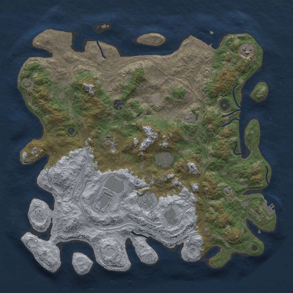 Rust Map: Procedural Map, Size: 4250, Seed: 66185370, 16 Monuments