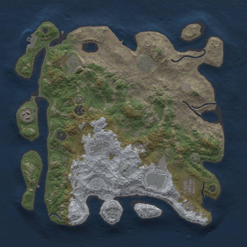Rust Map: Procedural Map, Size: 3750, Seed: 10871759, 17 Monuments