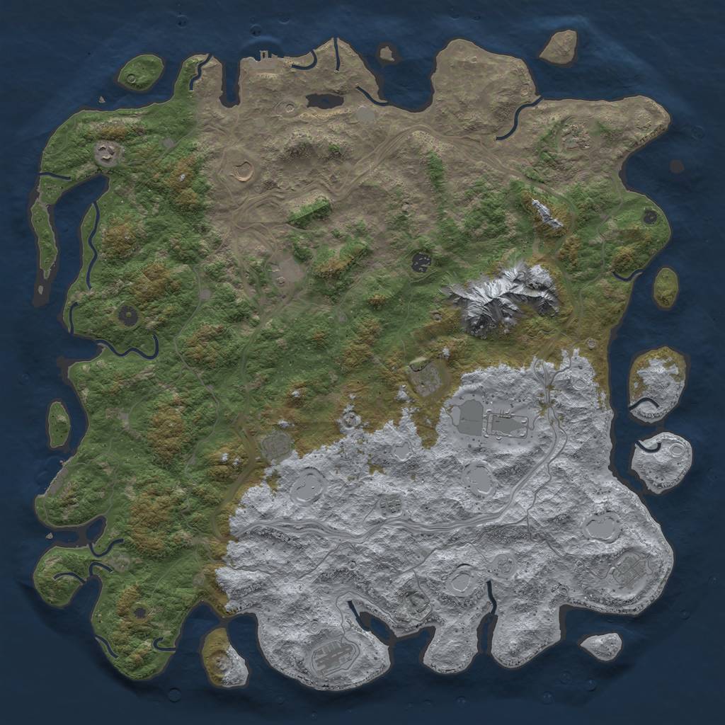 Rust Map: Procedural Map, Size: 5500, Seed: 100068964, 19 Monuments