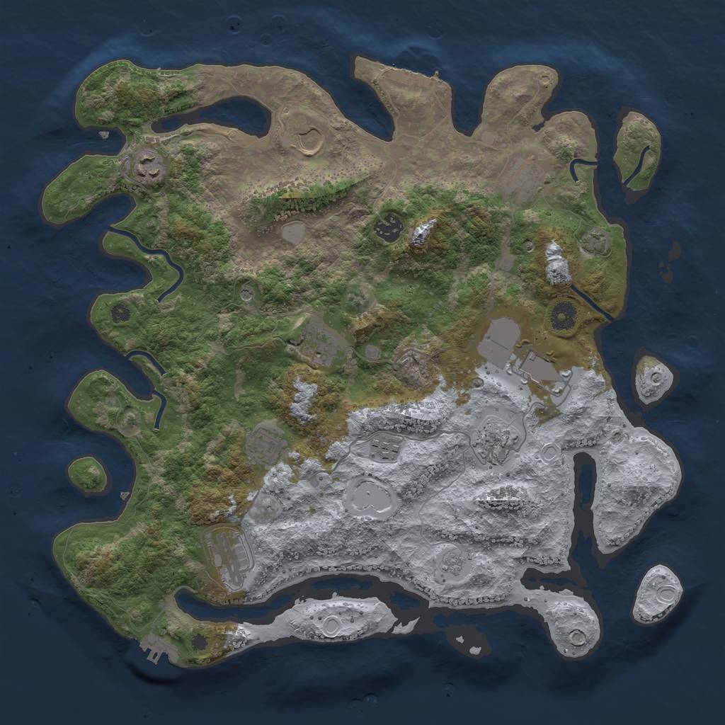 Rust Map: Procedural Map, Size: 3950, Seed: 18805834, 18 Monuments