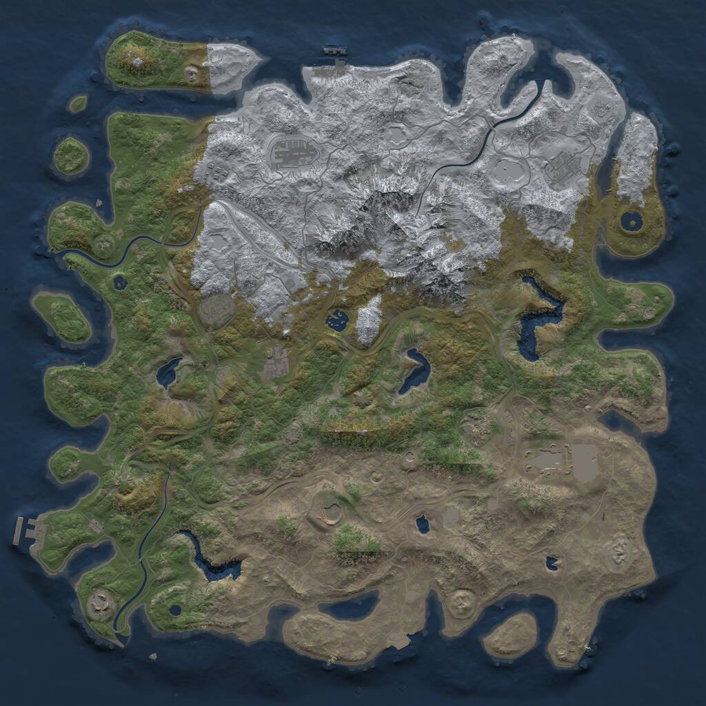 Rust Map: Procedural Map, Size: 5000, Seed: 734122415, 16 Monuments