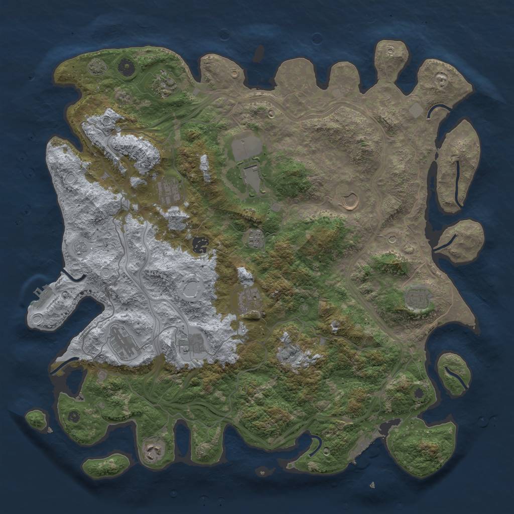 Rust Map: Procedural Map, Size: 4500, Seed: 5985982, 19 Monuments