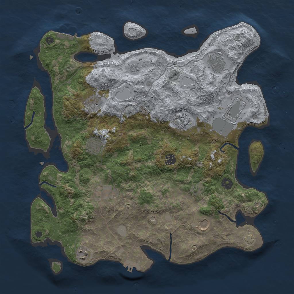Rust Map: Procedural Map, Size: 3850, Seed: 84746206, 18 Monuments